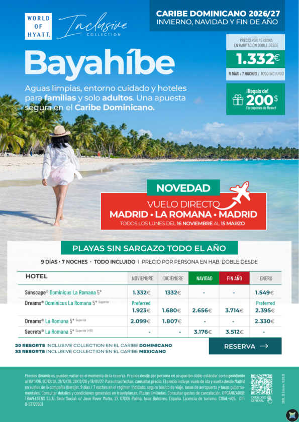 ¡Nuevo vuelo directo Madrid?La Romana! Del 16Nov al 15 Mar. Bayahíbe: invierno sin sargazo desde 1.332 &euro; 