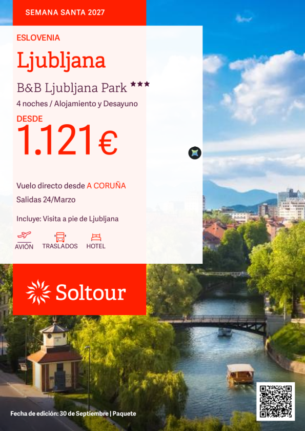 Ljubljana (Eslovenia) - B&B Ljbljana Park desde 1.121 &euro; , salida 24 Marzo desde A Coruña