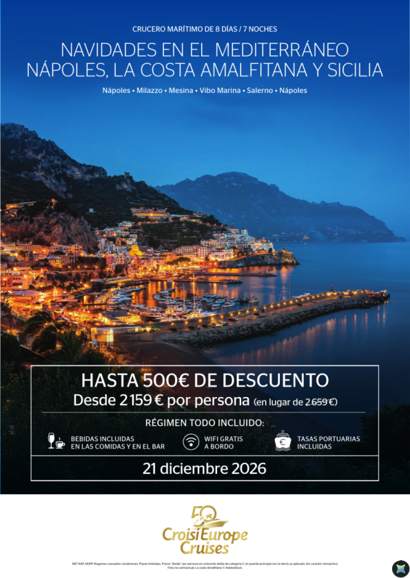 Hasta 500 &euro; DESCUENTO Crucero Navidades en el Mediterráneo 8 días / 7 noches - Todo incluido - 21 diciembre