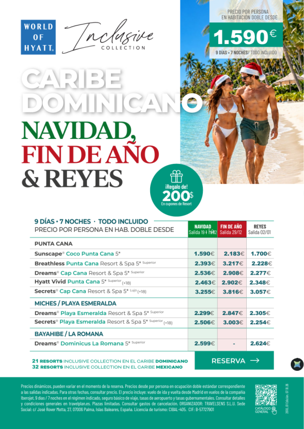 Navidad, Fin de Año y Reyes en el Caribe Dominicano desde 1.590 &euro; 