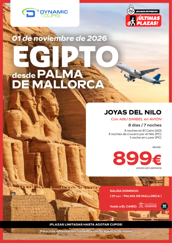 ?????? ????? - MALLORCA?salida: 01 NOV??? con Abu Simbel en avión?ahora desde 899 &euro; ?